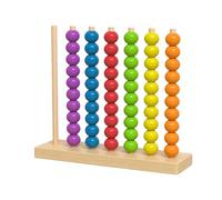 Color Matching Puzzle, Wooden Stacking Toy, 8.46x7.08x2.36 inches Color Sorting with Solid Build, Natural Wood Matching Game, Learning Toy with Colorful Beads, Activity Playset for Boys and Girls