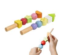 Color Matching Toy - Wooden Beads Stacking Game for Early Learning Skills | Natural Wood Material with Smooth Polished Finish, Fine Motor Training Activity, Educational Sorting Toy for Preschool Class