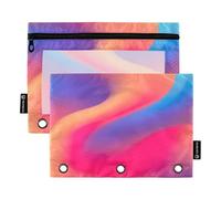 Color Mix - Lot de 2 trousses à crayons modernes et tendance pour classeur à 3 anneaux avec fermeture éclair pour classeurs d'école, classeurs, 24,9 x 18 cm