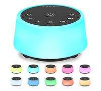 Color Noise Machine à son avec veilleuse 10 couleurs, 25 sons apaisants et bruit blanc, 32 niveaux de volume, 5 minuteries, luminosité réglable, fonction mémoire pour adultes, enfants, bébés (noir)