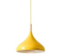 Color - Nordic Pendant Light, 1-Head Wooden Chandelier Shade, E27 Lamp Holder, Ceiling Lighting for Home(Yellow,9.4in)