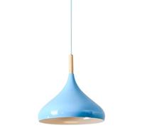 Color - Nordic Pendant Light, 1-Head Wooden Chandelier Shade, E27 Lamp Holder, Ceiling Lighting for Home(Blue,9.4in)