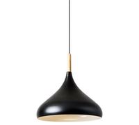 Color - Nordic Pendant Light, 1-Head Wooden Chandelier Shade, E27 Lamp Holder, Ceiling Lighting for Home(Black,12.6in)