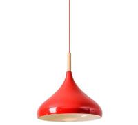 Color - Nordic Pendant Light, 1-Head Wooden Chandelier Shade, E27 Lamp Holder, Ceiling Lighting for Home(Red,12.6in)