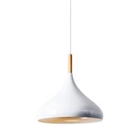 Color - Nordic Pendant Light, 1-Head Wooden Chandelier Shade, E27 Lamp Holder, Ceiling Lighting for Home(White,9.4in)