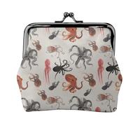 Color Octopus Porte-monnaie unisexe en cuir microfibre de qualité supérieure avec fermeture à pression