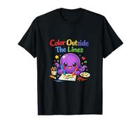 Color Outside The Lines Kawaii Octopus Doodle Art T-Shirt