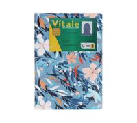 Color Pop Dossier santé - Fabrication Française - PVC imprimé Bleu Floral- Garde ordonnances - Fenêtre transparente pour carte Vitale - 15,8 x 11,7 cm