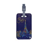 Color Pop Étiquette bagage - Fabrication Française - PVC imprimé - Collection Paris - Protection des données personnelles non visibles - 10,6 x 6,2 cm (TOUREIFFEL)