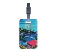 Color Pop® Etiquette bagage ou sac - Fabrication française - en PVC - Accessoires de Voyage - 10,6 x 6,2 cm (Imprimé Saint Barth)