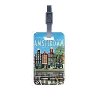 Color Pop® Etiquette bagage ou sac (Imprimé Amsterdam) - Fabrication française - en PVC - Accessoires de Voyage - 10,6 x 6,2 cm