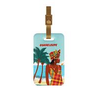 Color pop® Etiquette sac ou bagage GUADELOUPE - Fabrication française - En PVC - Accessoires de voyage - 10,6 x 6,2 cm (Imprimé Madras)