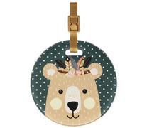 Color pop® Etiquette sac ou bagage Ronde ENFANT (Imprimé Point) - Fabrication française - En PVC - Sac de crèche ou sport/Cartable/Sortie scolaire - D. 7,5 cm