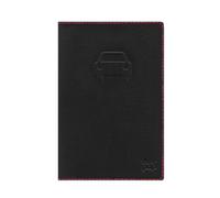 Color Pop Etui Carte Grise 3 Volets - PVC Noir - (Coutures et Coins Couleur) 13,5 x 9 cm (Rouge)