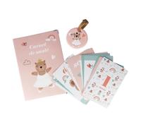 Color Pop Kit Naissance bébé - Fabrication Française - pvc Imprimé (Ballerines - Rose) - Etui Carnet de Santé + Cartes Etapes + Etiquettes Sac