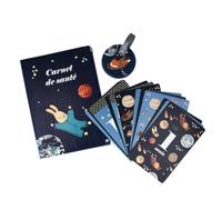 Color Pop Kit Naissance bébé - Fabrication Française - pvc Imprimé (Spationaute - Bleu) - Etui Carnet de Santé + Cartes Etapes + Etiquettes Sac