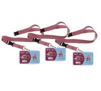Color Pop Lot de 3 Porte-Badges Rigides avec Cordon de Sécurité - Fabrication Française - Étui Carte d'Identité, Badge Professionnel, Carte d'Accès - 9,5 x 6,5 cm - Vieux Rose