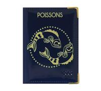 Color Pop Portefeuille Collection Astrologie extraplat Anti-RFID - Fabrication Française - PVC Vernis - Protection Carte bancaire - Sécurité Carte crédit- 10,4 x 7,4 cm (Poisson)