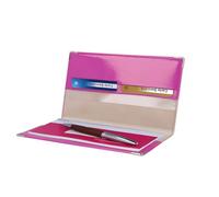Color Pop Protège chéquier (Fuchsia) - Fabrication Française - PVC Vernis - 2 Poches Cartes Format Carte bancaire + 1 Poche Toute la Largeur - 10,4 x 18,7 cm