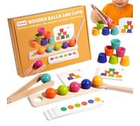 Color Sorting Cup and Ball Educational Game - Clip Bead Stack and Sort Board, Early Learning Cognitive Development Toy, Fine Motor Skill Training Activity Set | Boys, Girls, Ages 3+, Home Play, Nurser