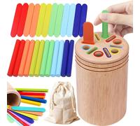 Color Sorting Game from 1 Year Old Educational Wooden Toy Educational Wooden Toy for Age 1+ Color Sorting Game Sensory Toy Wooden Sticks