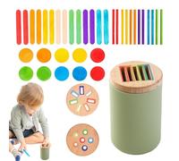 Color Sorting Toy - Silicone Wood 3.62x2.44in | Preschool Learning Activities Bucket with Lid | Early Childhood Educational Enlightenment Sensory Gift for Birthdays Holidays Kids