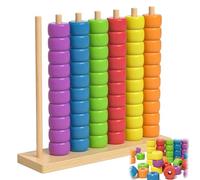 Color Stack Game, Wooden Color Stack Challenge Ring Stacking Puzzle for Family,Competitive Tabletop Brain Teaser, Speed Matching Strategy Competition for 2 Players, with Racks,Rings,Cards (#A-Big)