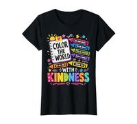 Color The World with Kindness Teacher Back to School T-Shirt Graphique avec Valeur