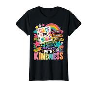 Color The World with Kindness Teacher Back to School T-Shirt Graphique avec Valeur