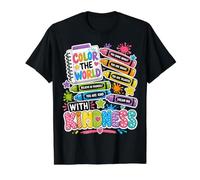 Color The World with Kindness Teacher Back to School T-Shirt Graphique avec Valeur