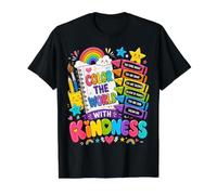 Color The World with Kindness Teacher Back to School T-Shirt Graphique avec Valeur