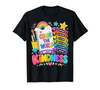 Color The World with Kindness Teacher Back to School T-Shirt Graphique avec Valeur