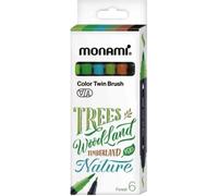 Color Twin Brush Forest Crayons à pointe pinceau 6 couleurs