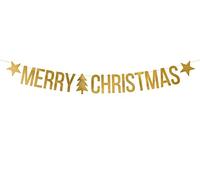 Color-Up.Shop Guirlande Merry Christmas dorée 150 x 10,5 cm