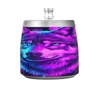 Color Wolf Cendrier avec couvercle coupe-vent en acier inoxydable inodore et sans fumée pour la maison, le bureau, les cigarettes, la terrasse, l'extérieur, le balcon