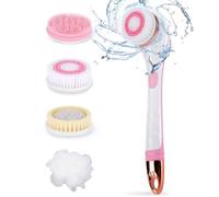 Color You Brosse électrique pour le corps pour exfoliation et massage, brosse de bain électrique à long manche rechargeable, brosse rotative en silicone souple avec 4 têtes de brosse rotatives pour