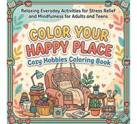 Color Your Happy Place Coloring Book: Cozy Hobbies and Relaxing Everyday Activities for Mindfulness and Stress Relief for Adults and Teens