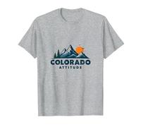Colorado Attitude Mountain Adventure Graphic Outdoor T-Shirt, Homme, Gris Chiné, 6XL