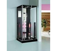Colorado Douche à vapeur avec sauna infrarouge 100 x 90 cm avec douche tropicale, buses de massage, lumière LED couleur, écran tactile et Bluetooth - Cabine de douche de luxe avec générateur de vapeur