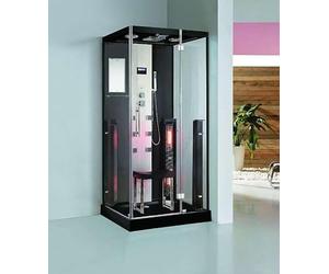 Colorado Douche à vapeur avec sauna infrarouge 100 x 90 cm avec douche tropicale, buses de massage, lumière LED couleur, écran tactile et Bluetooth - Cabine de douche de luxe avec générateur de vapeur