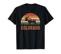Colorado Moose Retro Sunset Mountain Wilderness Pine Forest T-Shirt