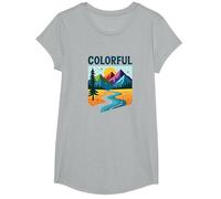 Colorado Mountain Adventure Paysage Art T-Shirt, Fille, Gris Chiné, L