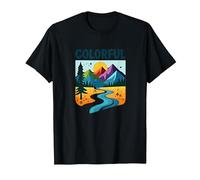 Colorado Mountain Adventure Paysage Art T-Shirt, Homme, Noir, L