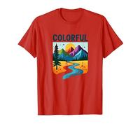Colorado Mountain Adventure Paysage Art T-Shirt, Homme, Rouge, XL