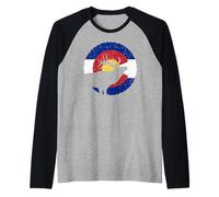 Colorado T-Shirt de Chasse aux élans : CO State Flag Hunter Manche Raglan