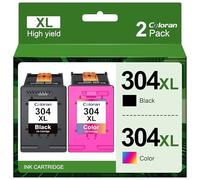 Coloran 304XL 304 XL Pack de 2 Remanufacturées Cartouches d'encre Remplacement pour HP 304 304XL Noir et Couleur pour Envy 5010 5020 5030 5032 Deskjet 2620 2622 2630 2632 2634 2633 3730 3733 3720 3764