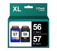 Coloran 56 57 Cartouches d'encre Remanufacturées pour HP 56 57 pour DeskJet 450ci 5150 5550 9680 OfficeJet 4212 4215 PSC 1210 1215 Photosmart 7550 7760 7960 (Noir, Couleur)