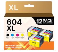 Coloran 604XL Pack de 12 Compatible Cartouche pour Epson 604 XL pour Expression Home XP-2200 XP-2205 XP-3205 XP-3200 XP-4200 XP-4205 Workforce WF-2910DWF WF-2930DWF WF-2935DWF L'emballage peut varier