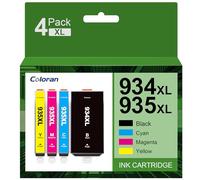 Coloran 934XL 935XL Pack de 4 Cartouches d'encre Compatible pour HP 934 XL 935 XL pour HP Officejet Pro 6230 6830 Officejet 6820 (1 Noir 1 Cyan 1 Magenta 1 Jaune)
