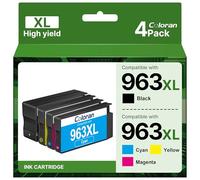 Coloran 963 963XL Remplacement Cartouche pour HP 963 XL Pack de 4 Cartouches pour HP OfficeJet Pro 9010 9012 9020 9014 9015 9016 9018 9019 9022 9025 (4 Pack, Noir, Cyan, Magenta, Jaune)